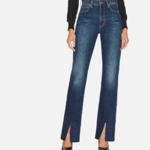 Veronica Beard Keane Jeans Long Straight Leg High Rise Split Denim Size 23 - Picture 2 of 13